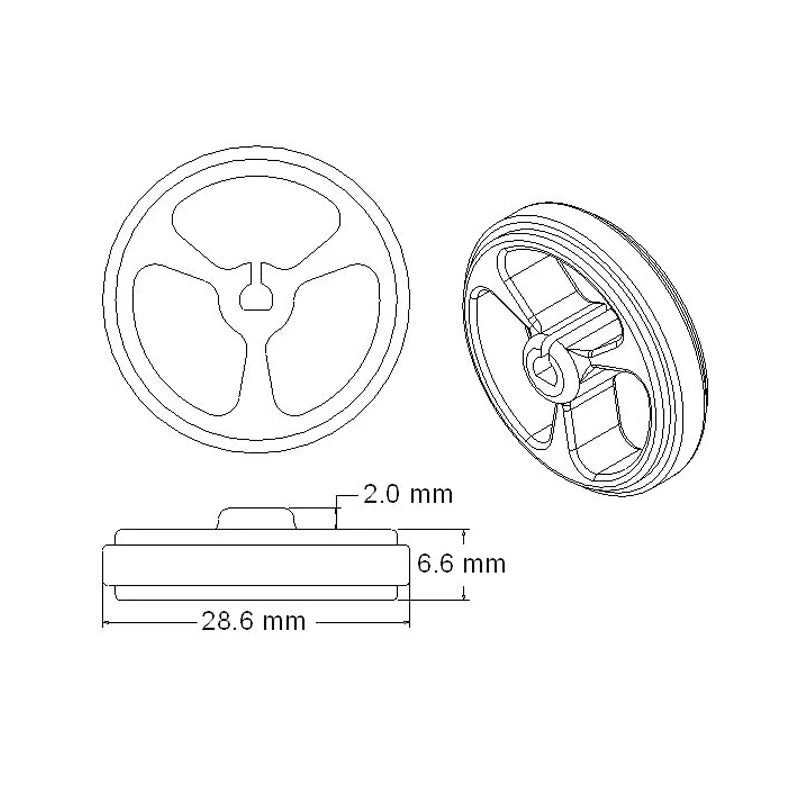 Combat Robot N20 Motor Rubber Wheel — 34mm for 150g/1lb Class